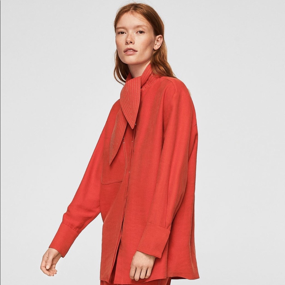 Mango tie collar shirt